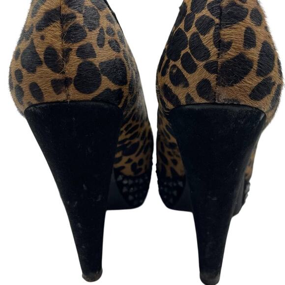 Sam Edelman Calf Hair Leopard Print Studded Heels - Picture 6 of 13